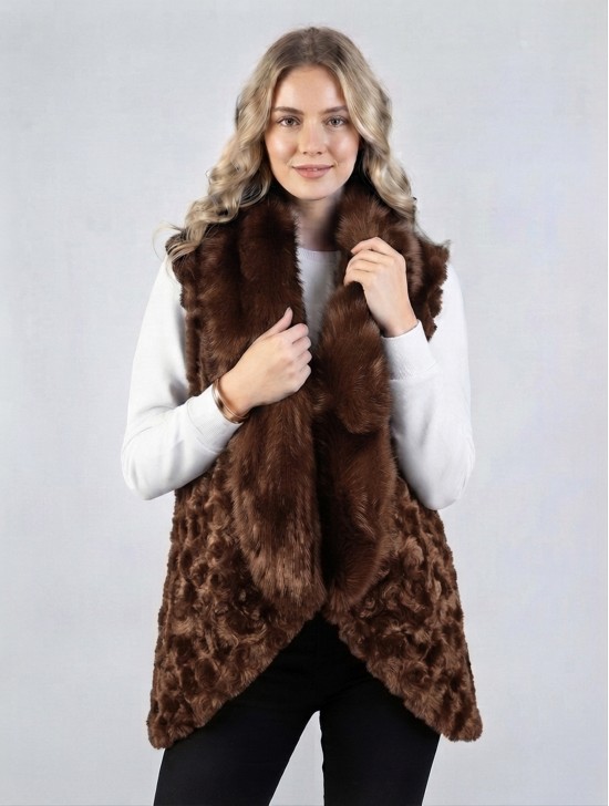 Premium Faux Fur Striped Vest Premium Faux Fur Striped Vest